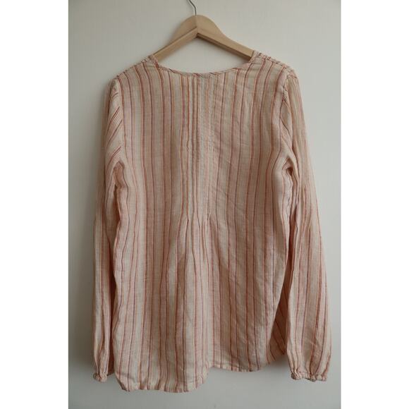 Sundance Striped Linen Amelia Top with Pintuck Detail Women's Size Medium - Picture 5 of 5
